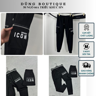 Quần Nỉ Nam Jogger Phối Khoá Túi In Chữ I-CON Cao Cấp