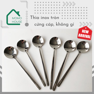 Muỗng Inox Tròn Cán Dài Uống Trà, Cafe, Sinh Tố, Thìa Inox 304 Tráng Gương Cứng Cáp, Không Gỉ Sét