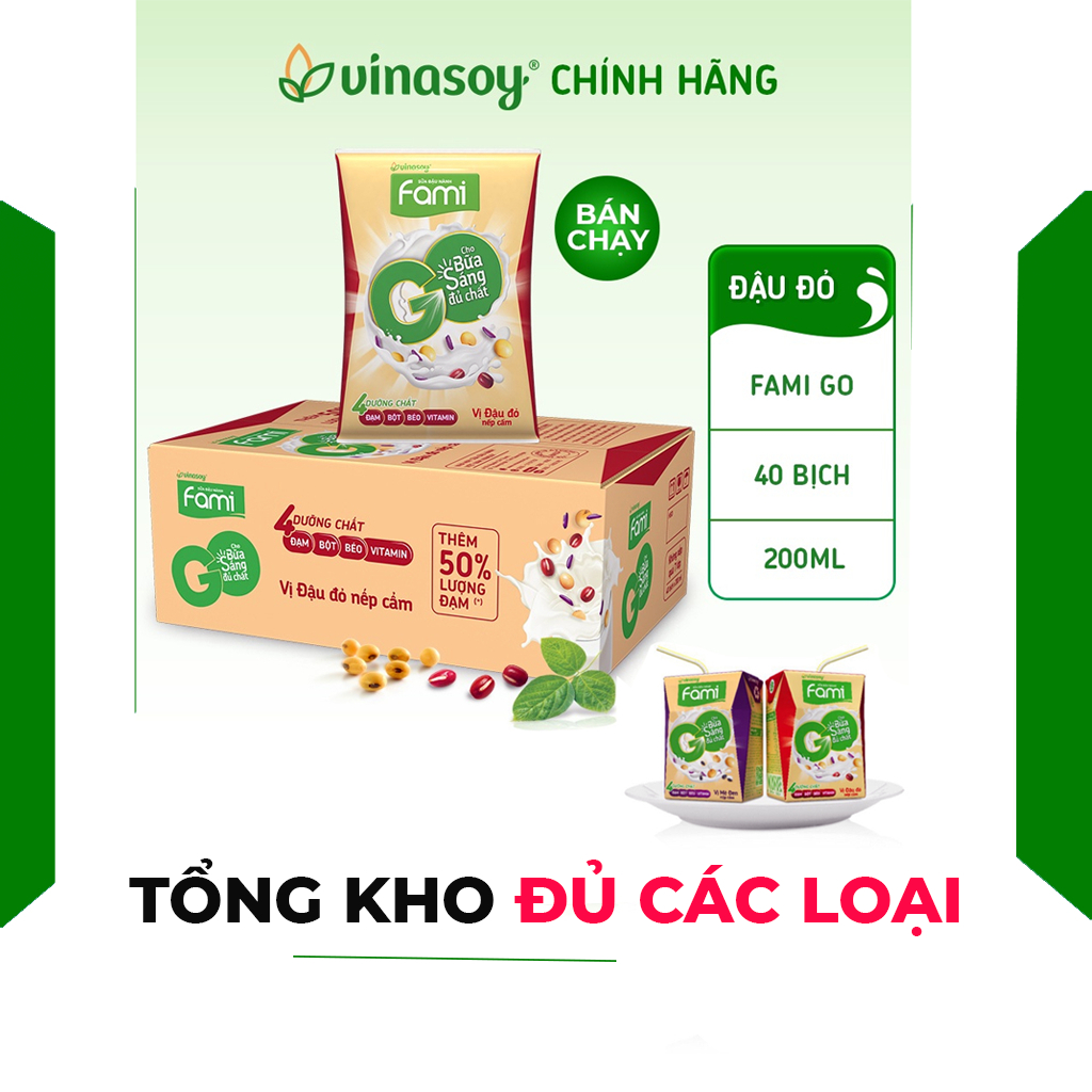 ( Đủ Vị ) Thùng 40 bịch túi Fami đậu đỏ nếp cẩm