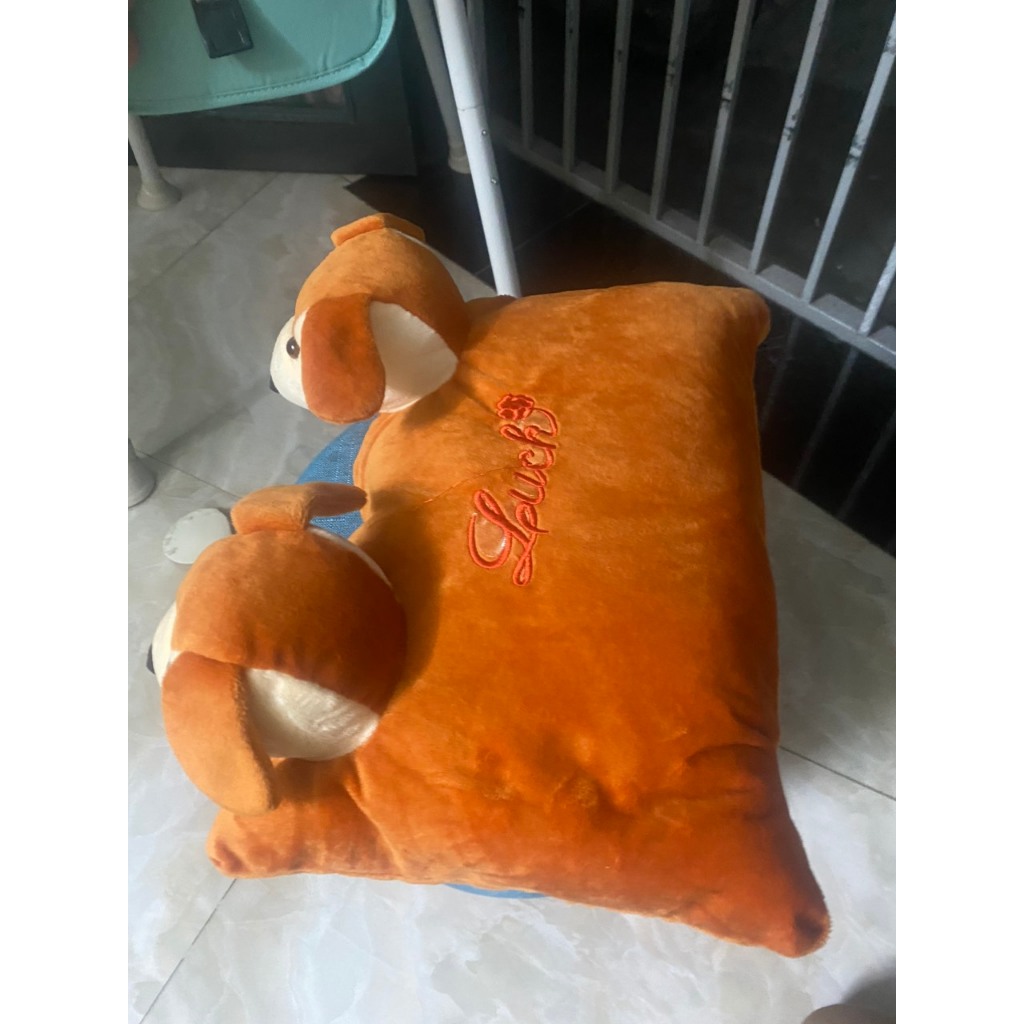 Gối Đi Xe Máy Cho Bé 2 Đầu Thú chó nâu