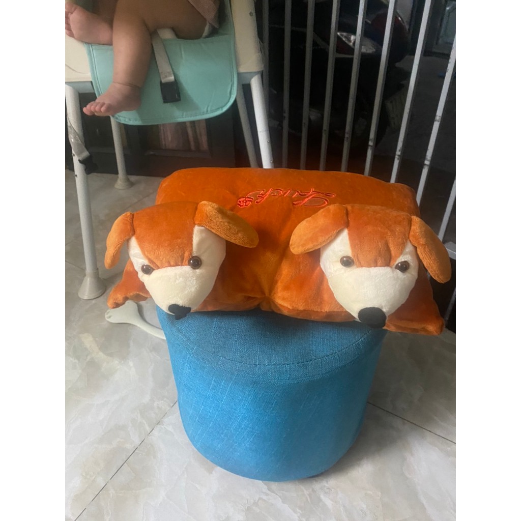 Gối Đi Xe Máy Cho Bé 2 Đầu Thú chó nâu