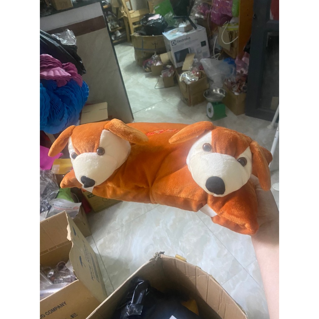 Gối Đi Xe Máy Cho Bé 2 Đầu Thú chó nâu