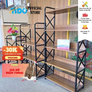TIDO Kệ gỗ để đồ nhiều tầng - kệ đựng đồ khung sắt cứng cáp thiết kế phù hợp nhiều không gian nhà