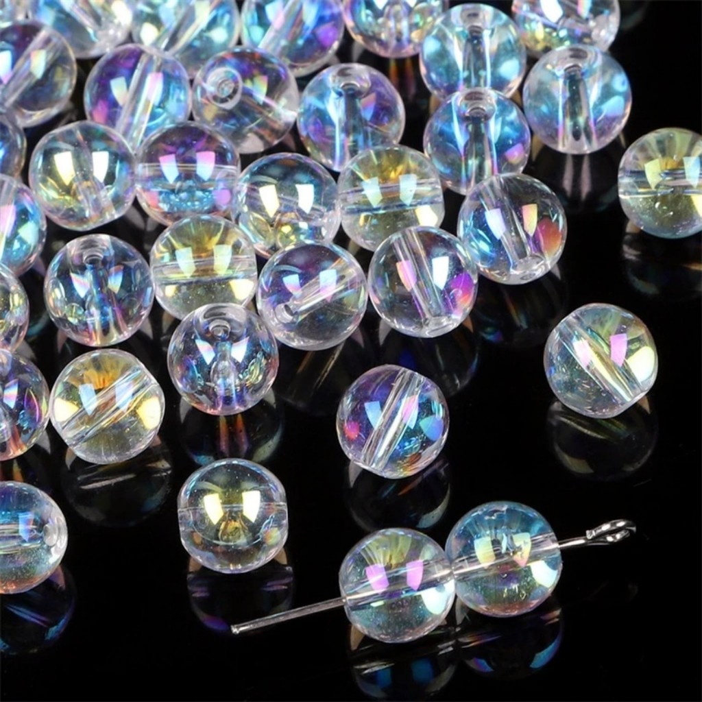 Hạt cườm diy màu trắng ánh cừ 4, 6,8,10mm làm handmade
