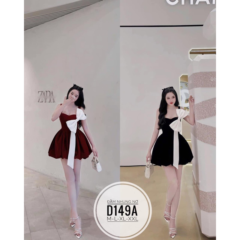 BIGSIZE Đầm nhung nơ D149A