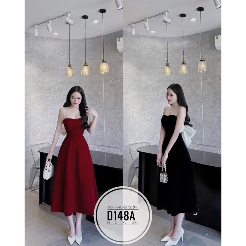 BIGSIZE Đầm nhung cườm 2S D148A