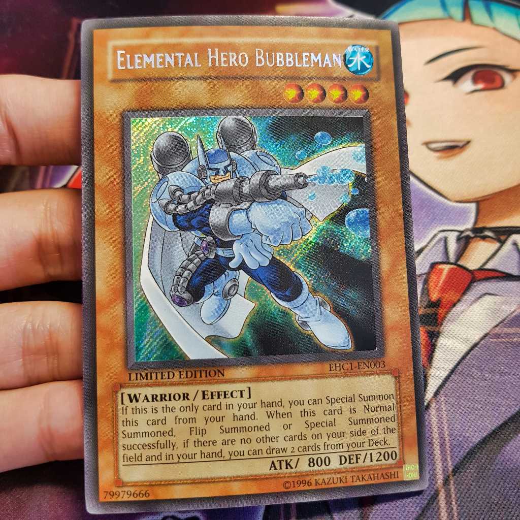 Thẻ bài Yugioh chính hãng | Elemental Hero Bubbleman | EHC1 Secret Rare.