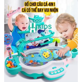 Đồ Chơi Câu Cá 4in1 đa năng Cho Bé Có Nhạc Tiếng Anh Kèm Chế Độ Cá Bay Kiểu Mới, bộ đồ chơi câu cá trẻ em thông minh