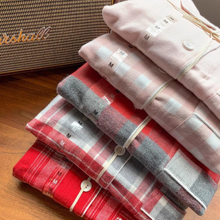 Bộ mặc nhà pyjamas muji cotton flannel dạ nỉ dày dặn siêu ấm tqxk