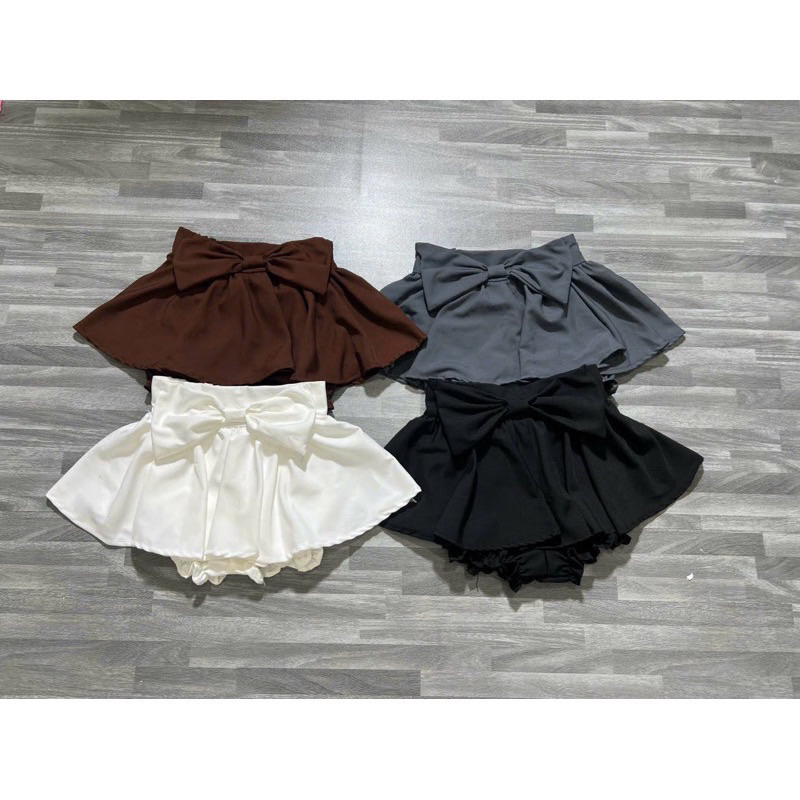 Chân Váy Dáng Ngắn Phối Nơ Xoè Ngọt Ngào Đơn Giản