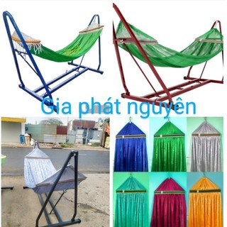 Võng xếp sắt chân vuông kèm võng