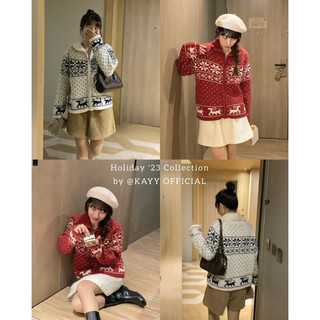 Kayy. áo khoác len hoạ tiết giáng sinh _ a0588