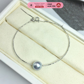 Kiềng tay bạc ý 925 xuyên tâm hạt ngọc trai 10ly - ngọc trai trường thịnh