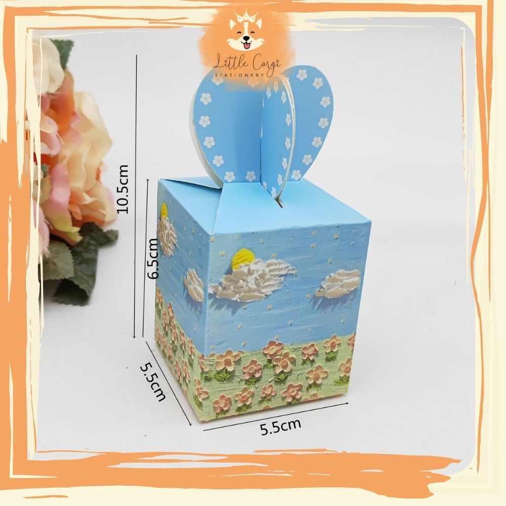 Set 5 hộp quà tranh vẽ sơn dầu thiên nhiên dễ thương 8,5cm