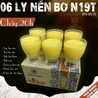 Hộp 6 ly nến bơ thực vật không mùi, không khói vtcn19t cháy 20h - nến bơ cúng dường, đèn bơ thờ cúng