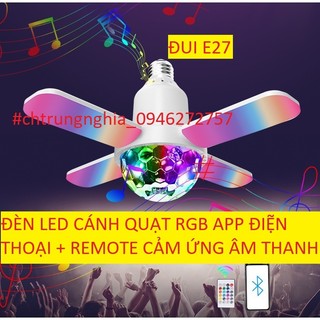 Đèn cánh quạt led rgb 16 triệu màu bluetooth dùng app + remote