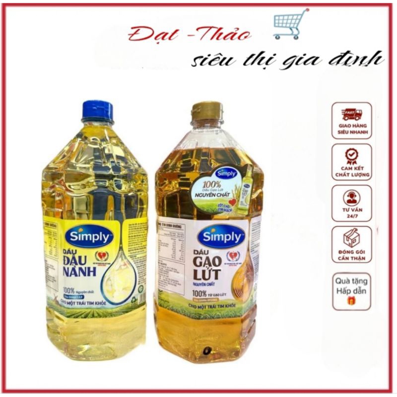 Dầu ân Simply 2 Lít ( Đậu Nành -Gạo Lứt)