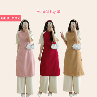 Set áo dài nữ nhung cách tân gudlook cổ bèo kèm khăn turban