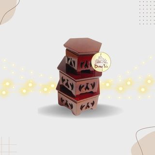 Đôn gỗ hình lục giác khắc - đặt tượng thờ, đồ phong thủy nhiều cỡ.
