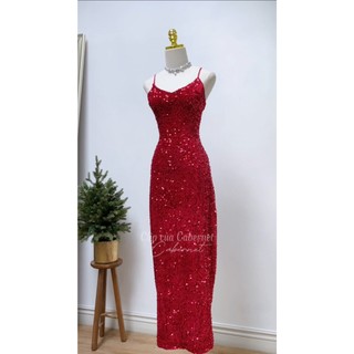 D165 Đầm maxi kim sa 2 dây quyến rũ dáng dài đi tiệc sang chảnh