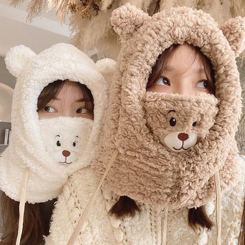 Mũ lông tai gấu siêu ấm