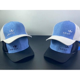 Nón kết lưỡi trai xanh Jean phối lưới thể thao in adas thời trang