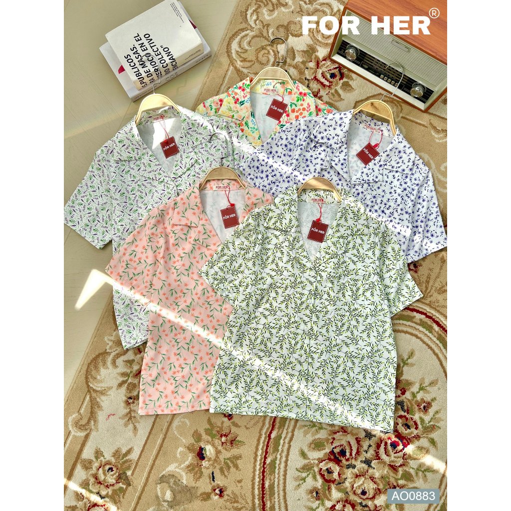 Áo đăng tông FOR HER hoa nhí tay ngắn AO0883