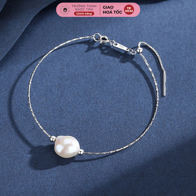 Kiềng Tay Bạc 925 Xuyên Tâm Hạt Ngọc Trai Thô 12ly - Ngọc Trai Trường Thịnh
