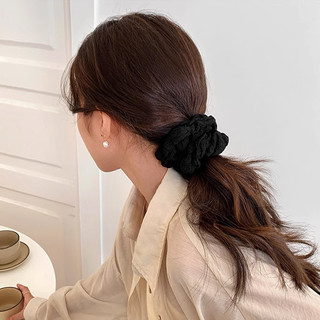 Cột tóc buộc tóc vải dún màu trơn cỡ lớn phong cách retro