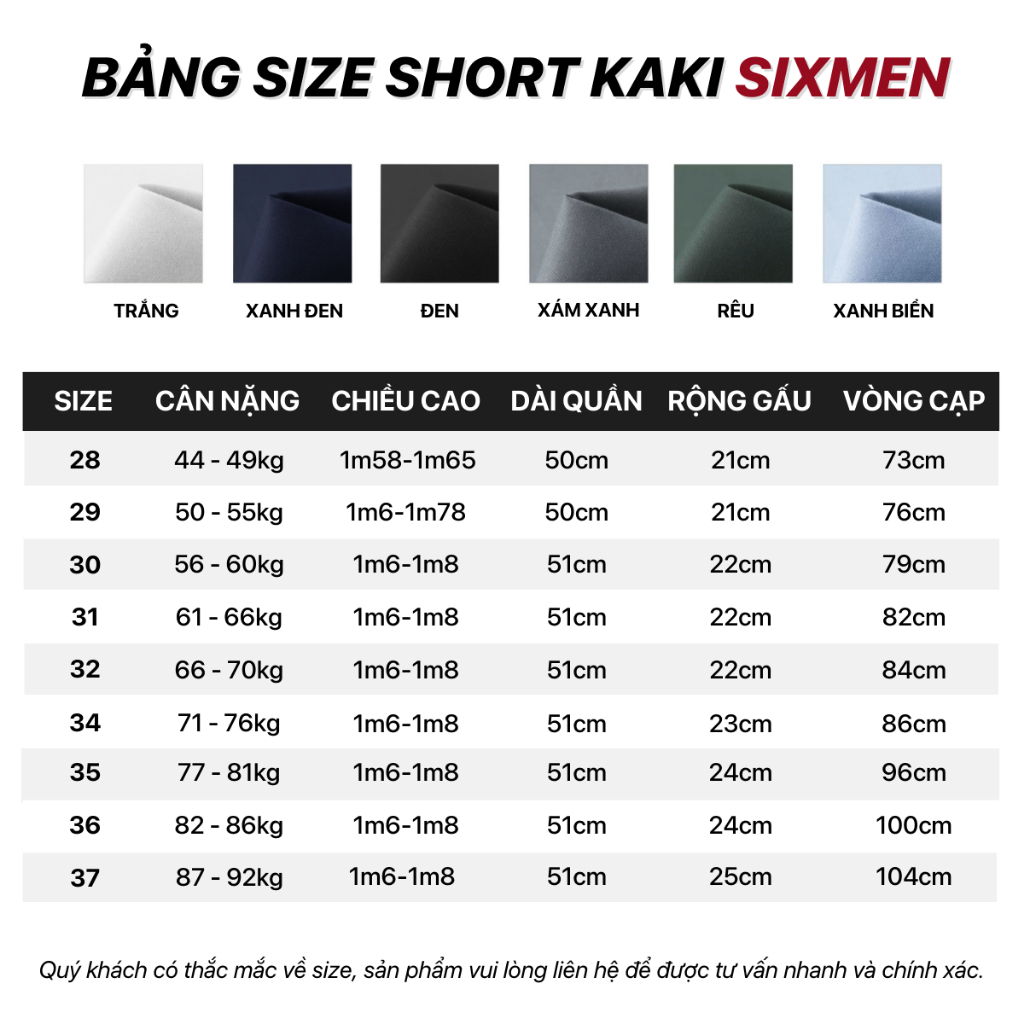 Quần short kaki nam cao cấp SIXMEN vải kaki tây xuất xịn, co giãn - Màu Xanh đen