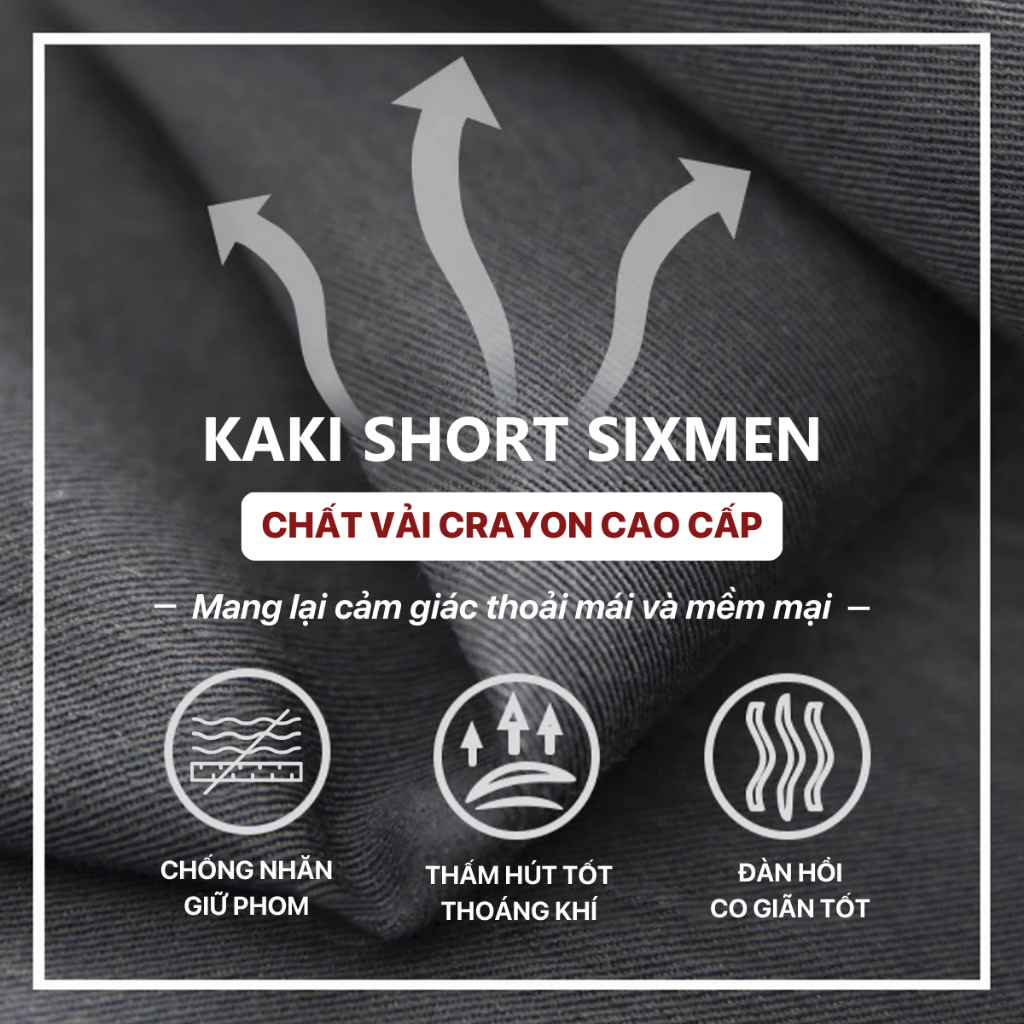 Quần short kaki nam cao cấp SIXMEN vải kaki tây xuất xịn, co giãn - Màu Xanh đen
