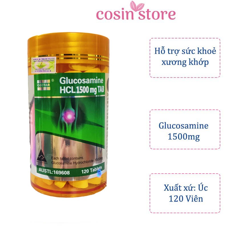 Viên uống Costar Glucosamine HCL 1500mg 120 viên hỗ trợ xương khớp, giảm đau nhức Cosin Store