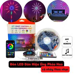  ĐÈN LED Pháo Hoa RGB 16 TRIỆU MÀU Dán tường Cảm Biến Âm Thanh Có Remote Và Kết Nối App Điện Thoại 