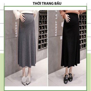 Cvl chân váy bầu chất len quảng châu-chân váy bầu thiết kế có đáp bụng, có chun chỉnh bụng xẻ tà phía sau fresize