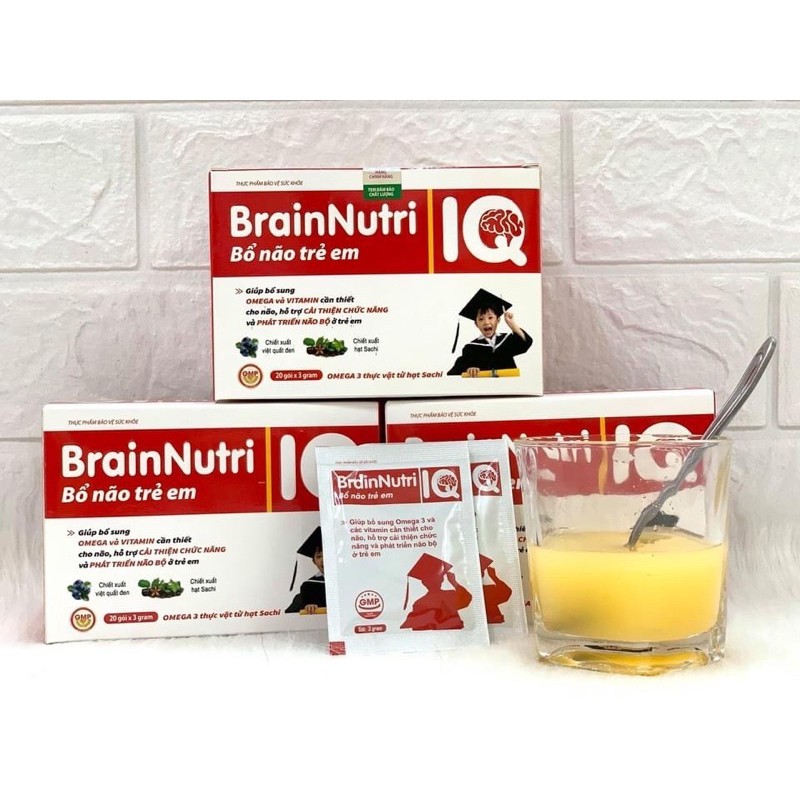 [Chính hãng] TPBVSK Brain Nutri IQ Bổ não Trẻ em (Hộp 20 gói * 3g) Cốm bổ não tăng cường trí nhớ