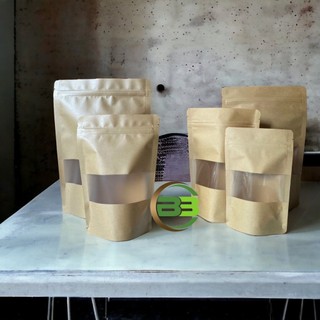 1 kg túi zip kraft cửa sổ full size 18 x 26