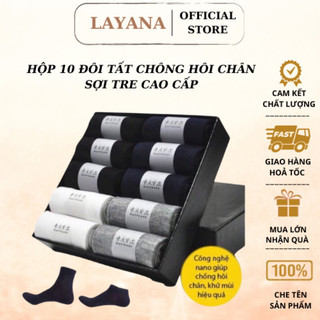 Hộp 10 đôi tất cổ cao LAYANA vớ nam sợi tre khử mùi hôi chân - sp 4_LAYANA STORE