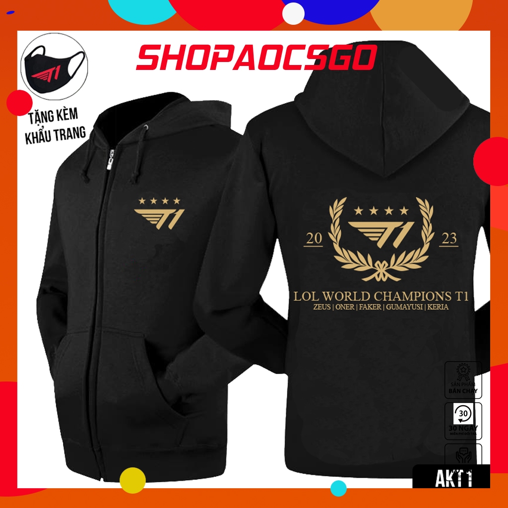 Mẫu Áo hoodie T1 vô địch CKTG 2023, áo khoác áo hoodie SKT T1 4 sao vô địch năm 2023 mới nhất, cực đ
