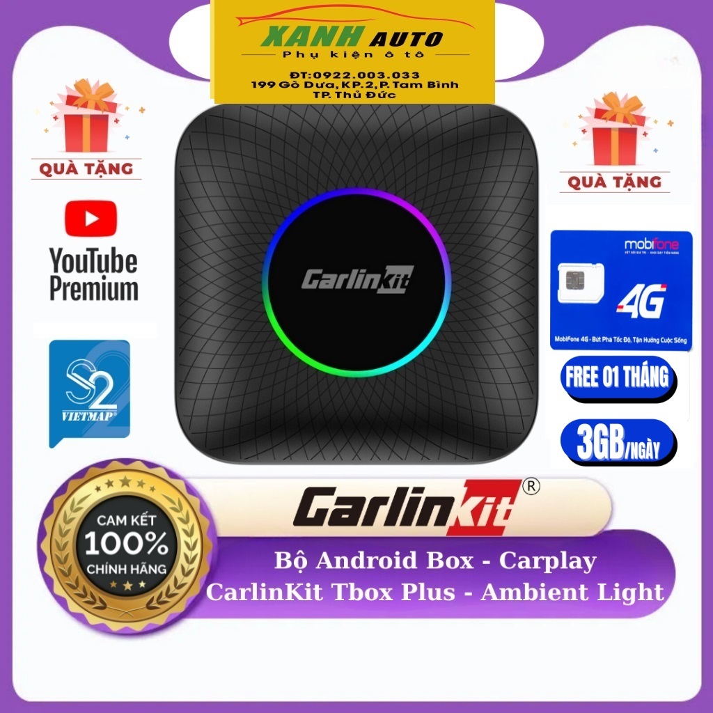 Bộ Android Box ô tô Carlinkit Tbox Ambient thế hệ mới chính hãng 2023