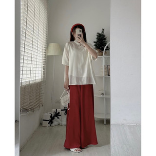 Set áo dài cách tân T235 chất liệu tơ mềm mát, áo bà ba xẻ tà kết hợp quần suông lụa ống rộng bảng màu cực xinh.