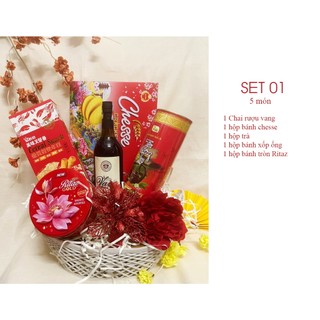 Set giỏ quà tết gồm nhiều món - giao hoả tốc TPHCM