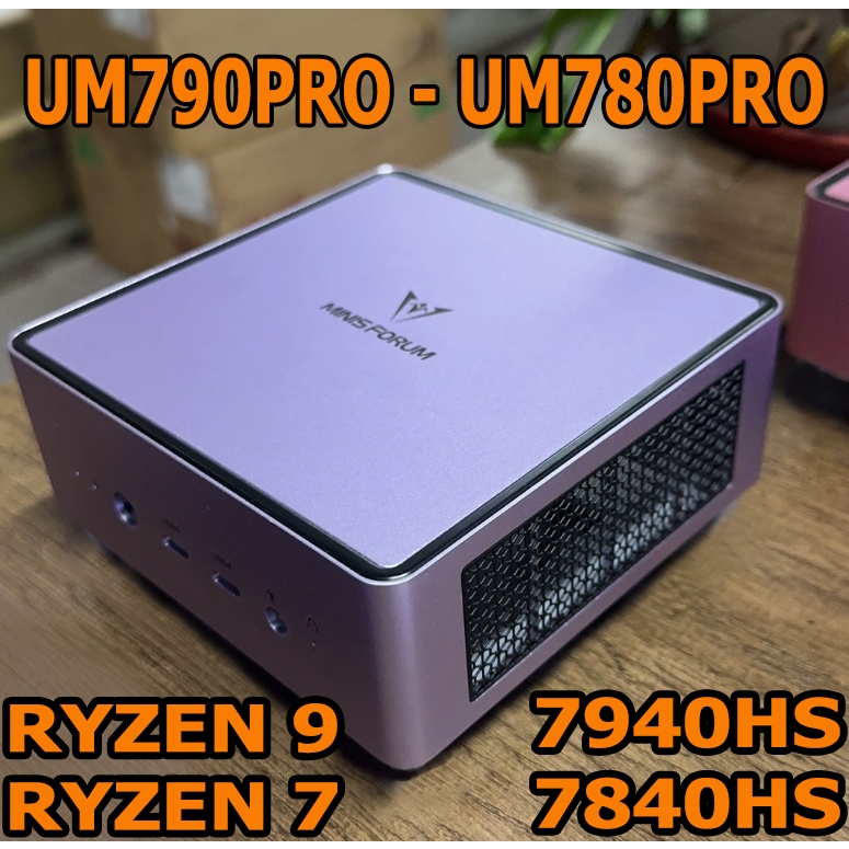 Máy tính Mini PC AMD Gaming MINISFORUM UM790 UM780 PRO R7 7840HS Radeon 780M RDNA3 Nhỏ Gọn Mát Mẻ Yên Tĩnh