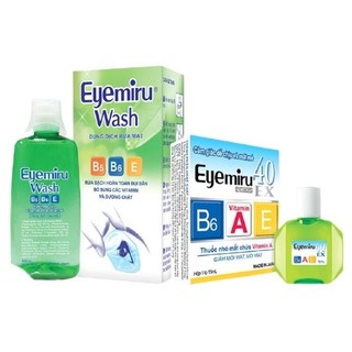 Combo nước nhỏ mắt eyemiru 40ex và dung dịch rửa mắt eyemiru wash