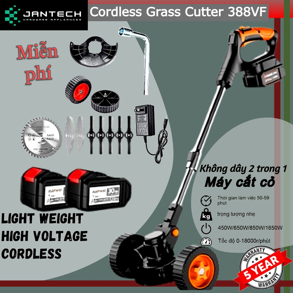 Máy cắt cỏ cầm tay chạy pin mới, Máy cắt cỏ chạy pin không dây 388VF bảo hành 60 tháng / Cordless Grass Cutter 388V