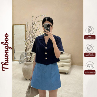 Chân váy ngắn chữ a thuongboo chất jeans mềm mại co giãn nhẹ - pari skirt