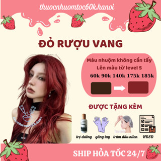 Thuốc nhuộm tóc màu Đỏ Rượu Vang/Đỏ Rượu kèm oxy trợ dưỡng găng tay