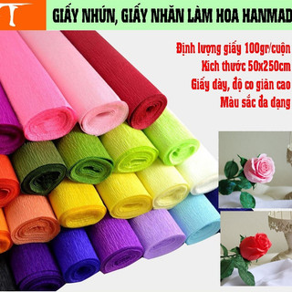 Giấy nhún làm hoa , giấy nhăn gấp hoa , phụ kiện trang trí handmade , giấy gói hoa trang trí hàng loại 1