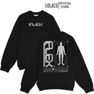 Áo Sweater nỉ bông dày in chữ FLEX form Rộng Unisex Nam Nữ Mặc Được Chất Nỉ Dày Đẹp Không Bai ULzang