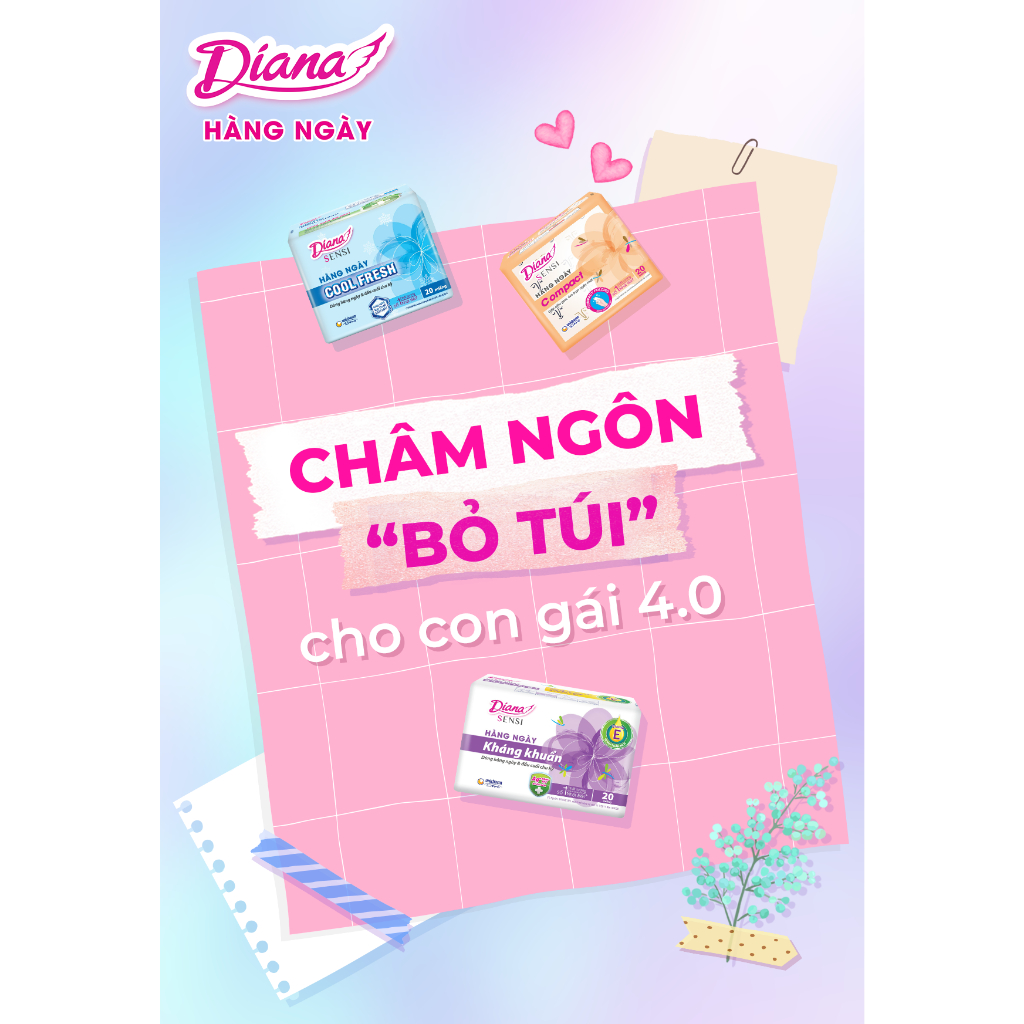 Băng vệ sinh Diana Hàng ngày SENSI Kháng Khuẩn. Gói 40 miếng. Gói lớn