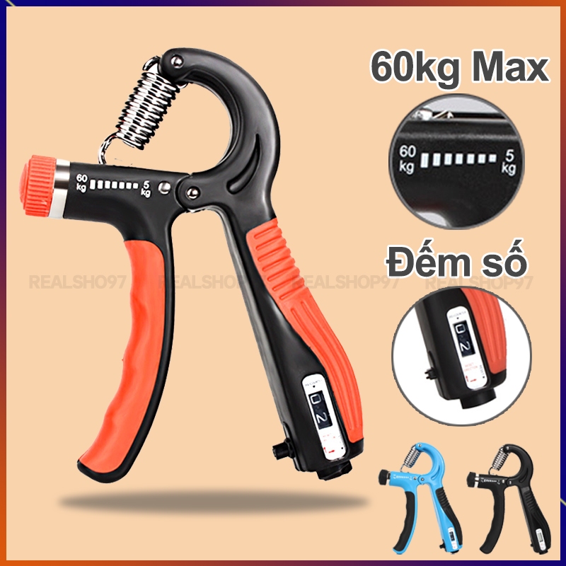 Kìm Bóp Tập Cơ Tay Đếm Số, Dụng Cụ Tập Cơ Tay Có Nút Điều Chỉnh Cân Nặng Phù Hợp Nhiều Độ Tuổi | Realshop97 [PK06]